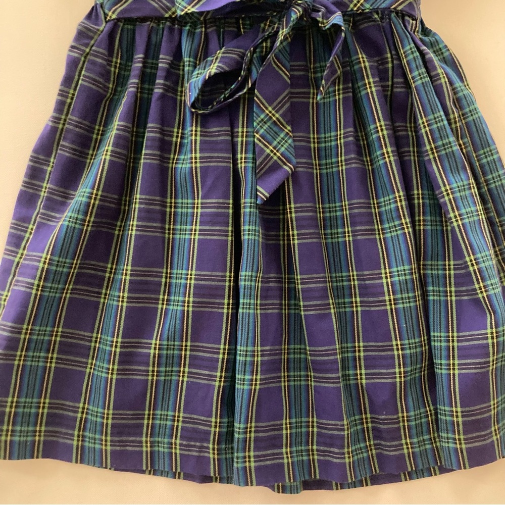 Vintage 4T Toddler Girl Plaid Purple Dress Flower Embroidered Spring - Picture 3 of 7